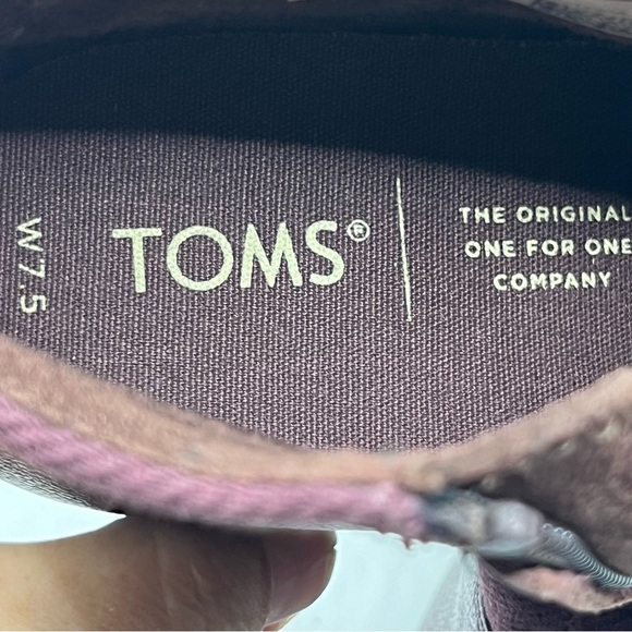 Toms Women's Loren Suede/Metallic Block Heel Ankle Bootie Burgundy 7.5 - Picture 7 of 8